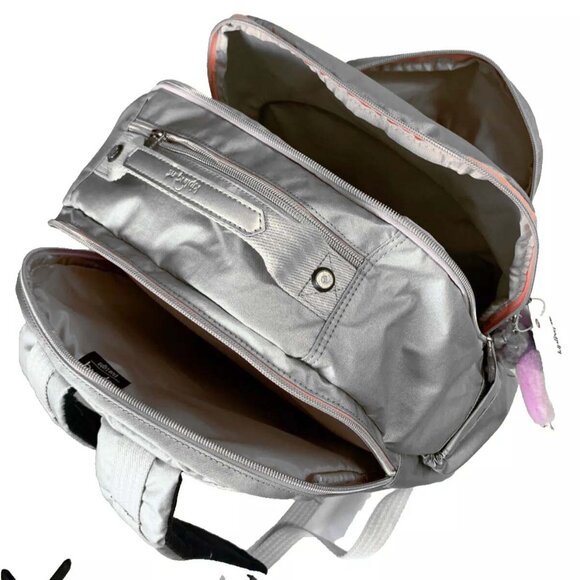 brand new Extra Large 47cm xl 17" Laptop Kipling Seoul Backpack silver - Picture 8 of 12